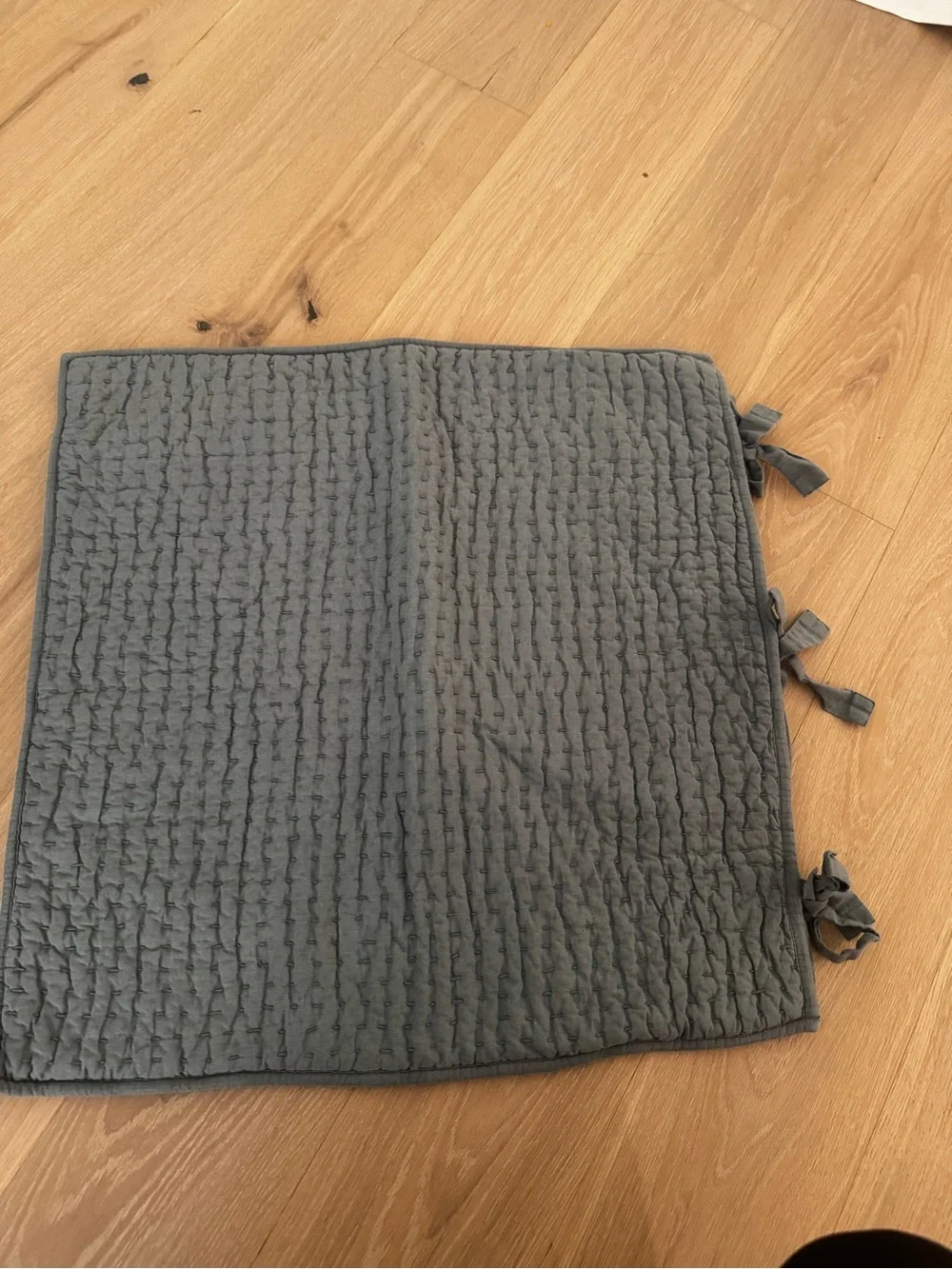 Pottery Barn Pick Stitch Cotton Linen Quilt + 2 Euro Shams Sonoma Blue Queen